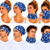 haarband-multifunctioneel-cannabisprint-blauw-op-model-van-Haarsoires Haarband Multifunctioneel 45x25cm - Cannabisprint - Blauw