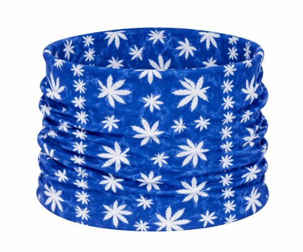 haarband-multifunctioneel-cannabisprint-blauw-van-Haarsoires Haarband Multifunctioneel 45x25cm - Cannabisprint - Blauw