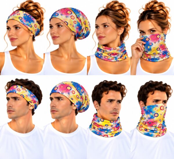 Haarband Multifunctioneel 45x25cm - Cirkelprint - Multicolor