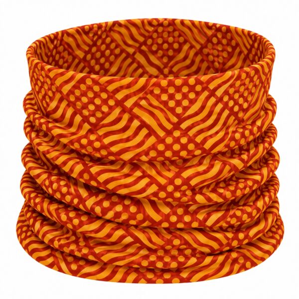 haarband-multifunctioneel-geometrische-print-oranje-bruin-van-Haarsoires Haarband Multifunctioneel 45x25cm - Grafische Print - Oranje Bruin