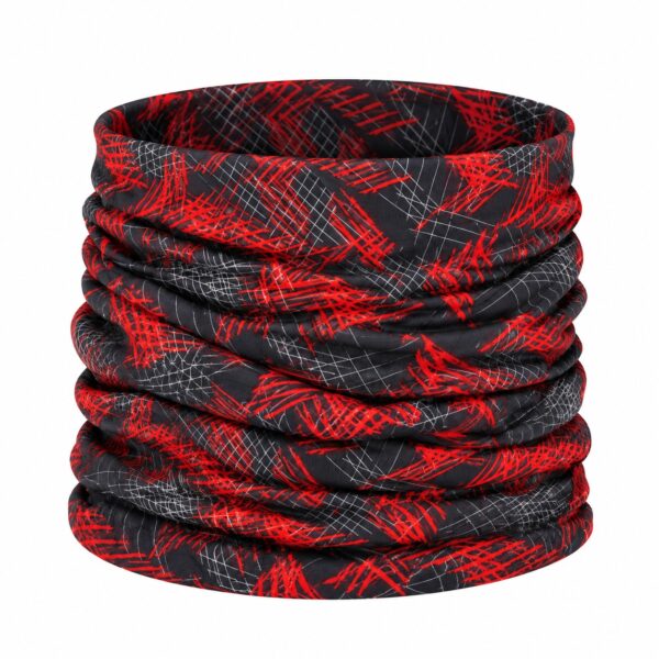 haarband-multifunctioneel-geometrische-print-rood-grijs-van-Haarsoires Haarband Multifunctioneel 45x25cm - Grafische Print - Rood Grijs