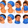 haarband-multifunctioneel-paisleyprint-blauw-op-model-van-Haarsoires Haarband Multifunctioneel 45x25cm - Paisleyprint - Blauw