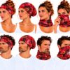 haarband-multifunctioneel-paisleyprint-rood-op-model-van-Haarsoires Haarband Multifunctioneel 45x25cm - Paisleyprint - Rood