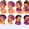 haarband-multifunctioneel-paisleyprint-roze-op-model-van-Haarsoires Haarband Multifunctioneel 45x25cm - Paisleyprint - Roze