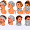 haarband-multifunctioneel-paisleyprint-wit-op-model-van-Haarsoires Haarband Multifunctioneel 45x25cm - Paisleyprint - Wit