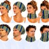 Haarband Multifunctioneel 45x25cm - Ibiza Print - Blauw Geel