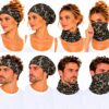 haarband-multifunctioneel-retroprint-bruin-op-model-van-Haarsoires Haarband Multifunctioneel 45x25cm - Retroprint - Bruin
