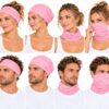 haarband-multifunctioneel-roze-op-model-van-Haarsoires Haarband Multifunctioneel 45x25cm - Effen - Roze
