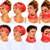 Haarband Multifunctioneel 45x25cm - Rozenprint - Rood