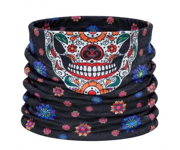 Haarband Multifunctioneel 45x25cm - Dag van de doden - Zwart Multicolor