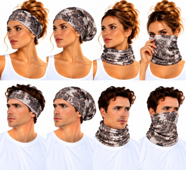 Haarband Multifunctioneel 45x25cm - Slangenprint - Grijs