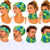 haarband-multifunctioneel-tropische-print-groen-op-model-van-Haarsoires Haarband Multifunctioneel 45x25cm - Tropische Print - Groen