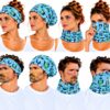 haarband-multifunctioneel-vissenprint-blauw-op-model-van-Haarsoires Haarband Multifunctioneel 45x25cm - Vissenprint - Blauw