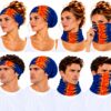 Haarband Multifunctioneel 45x25cm - Vlammenprint - Blauw Oranje
