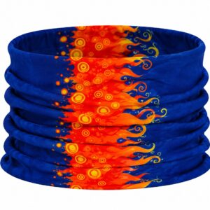 Haarband Multifunctioneel 45x25cm - Vlammenprint - Blauw Oranje