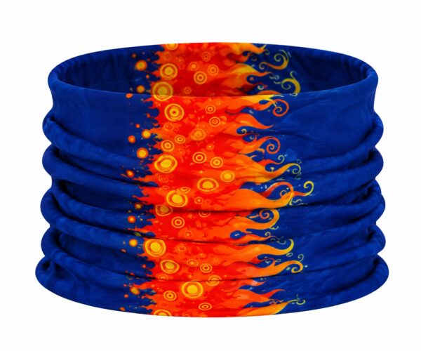 Haarband Multifunctioneel 45x25cm - Vlammenprint - Blauw Oranje