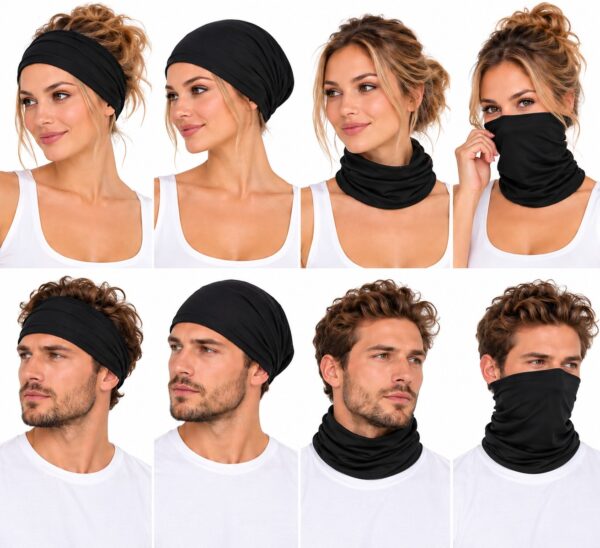 Haarband Multifunctioneel 45x25cm - Effen - Zwart