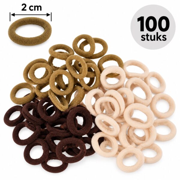 haarelastieken-2cm-bruin-beige-creme-100stuks-van-Haarsoires Haarelastiekjes Mini 2cm - Endless – Bruin Beige Creme - 100 Stuks