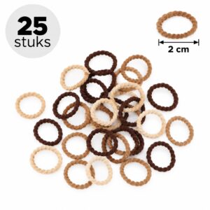 haarelastieken-2cm-ribbel-bruin-25stuks-van-Haarsoires Haarelastiekjes Mini 2cm - Ribbel - Bruin Beige - 25 Stuks