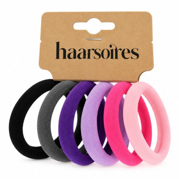 Haarelastieken - Endless - Roze Paars Grijs Zwart – 6 Stuks