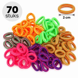 haarelastiekjes-2cm-neon-kleuren-multicolor-70stuks-van-Haarsoires Haarelastiekjes Mini 2cm - Endless - Streepprint - Multicolor - 70 Stuks