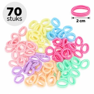 haarelastiekjes-2cm-pastel-kleuren-multicolor-70stuks-van-Haarsoires Haarelastiekjes Mini 2cm - Endless - Roze Paars Oranje Blauw Groen - 70 Stuks