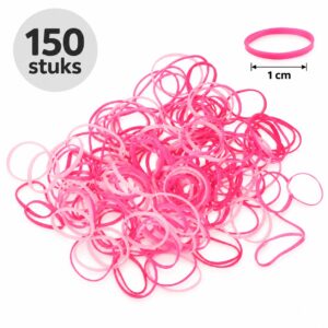 haarelastiekjes-mini-1cm-roze-150stuks-van-Haarsoires Haarelastiekjes Mini - 1cm - Roze - 150 Stuks