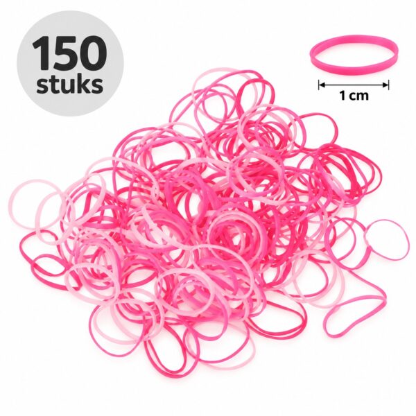 haarelastiekjes-mini-1cm-roze-150stuks-van-Haarsoires Haarelastiekjes Mini - 1cm - Roze - 150 Stuks