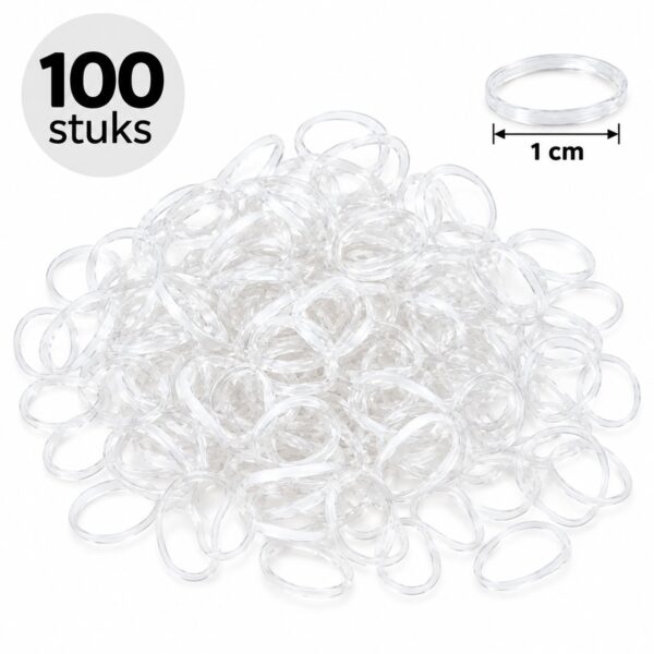 haarelastiekjes-mini-1cm-transparant-100stuks-van-Haarsoires Haarelastiekjes Mini - 1cm - Transparant - 100 Stuks