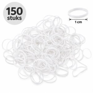 haarelastiekjes-mini-1cm-wit-150stuks-van-Haarsoires Haarelastiekjes Mini - 1cm - Wit - 150 Stuks