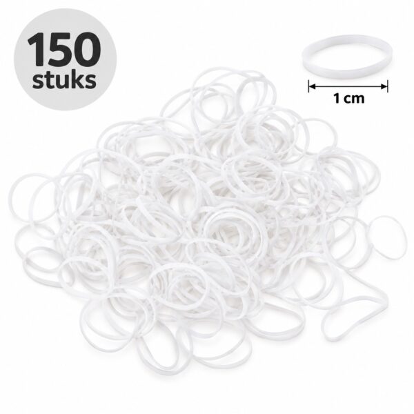 haarelastiekjes-mini-1cm-wit-150stuks-van-Haarsoires Haarelastiekjes Mini - 1cm - Wit - 150 Stuks