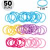 haarelastiekjes-mini-2cm-dun-felle-kleuren-50stuks-van-Haarsoires Haarelastiekjes Mini 2cm - Dun - Zonder Metaal - Roze Paars Geel Blauw - 50 Stuks