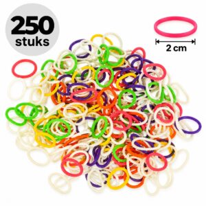 Haarelastiekjes Mini 2cm - Wit Groen Oranje Roze Paars - 250 Stuks