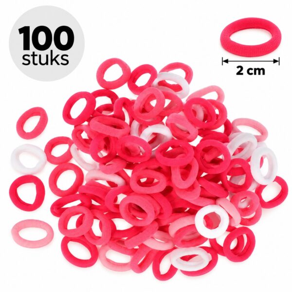 haarelastiekjes-mini-2cm-roze-100stuks-van-Haarsoires Haarelastiekjes Mini 2cm - Endless - Nylon - Roze - 100 Stuks