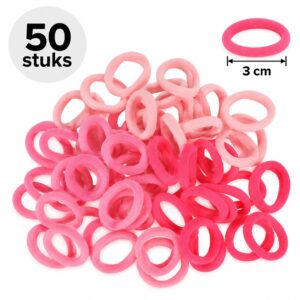 haarelastiekjes-mini-2cm-roze-50stuks-van-Haarsoires Haarelastiekjes Mini 3cm - Endless - Roze - 50 Stuks