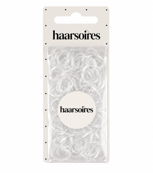 haarelastiekjes-mini-transparant-100stuks-van-Haarsoires Haarelastiekjes Mini - 1cm - Transparant - 100 Stuks