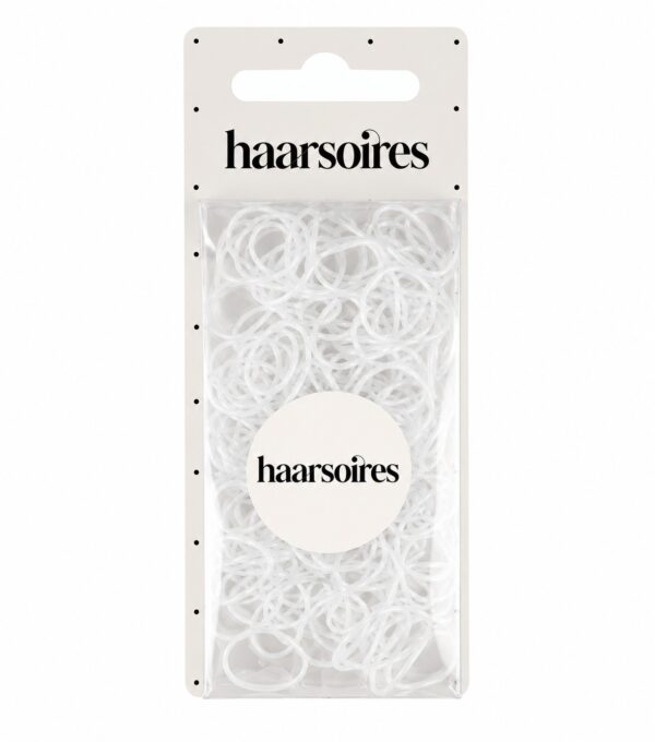 haarelastiekjes-mini-wit-150stuks-van-Haarsoires Haarelastiekjes Mini - 1cm - Wit - 150 Stuks