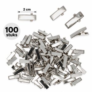haarklemmen-DIY-2cm-100-stuks-van-Haarsoires DIY Haarklemmetjes Recht 2cm – Metaal – Zilver – 100 Stuks