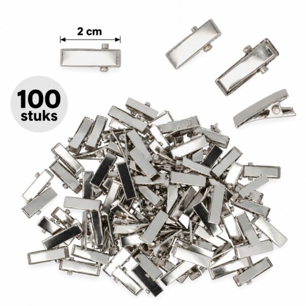 haarklemmen-DIY-2cm-100-stuks-van-Haarsoires DIY Haarklemmetjes Recht 2cm – Metaal – Zilver – 100 Stuks
