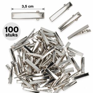 haarklemmen-DIY-3,5cm-100-stuks-van-Haarsoires DIY Haarklemmetjes Recht 3,5cm – Metaal – Zilver – 100 Stuks
