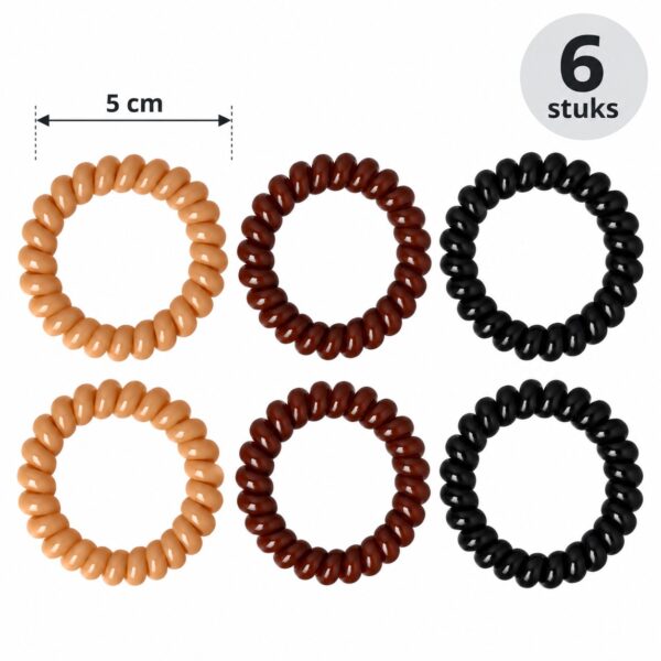 invisibobble-haarelastieken-5cm-beige-bruin-zwart-6stuks-van-Haarsoires Invisibobble Haarelastieken - Telefoondraad - Zwart Bruin Beige - 6 Stuks