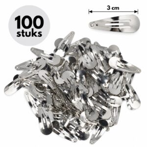 DIY Klikklak Haarspeldjes 3cm – Metaal – Zilver – 100 Stuks