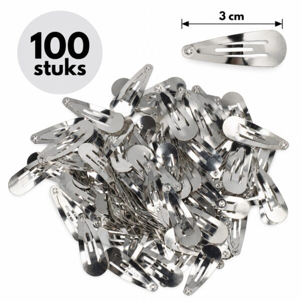klikklak-haarspeldjes-3cm-zilver-100-stuks-van-Haarsoires DIY Klikklak Haarspeldjes 3cm – Metaal – Zilver – 100 Stuks