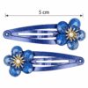 Haarspeld Klikklak 5cm - Bloem - Glitter Steentjes - Blauw - 2 Stuks
