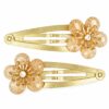 Haarspeld Klikklak 5cm - Bloem - Glitter Steentjes - Goud - 2 Stuks