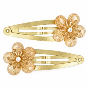 Haarspeld Klikklak 5cm - Bloem - Glitter Steentjes - Goud - 2 Stuks
