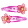 klikklak-haarspeldjes-5cm-bloem-glitter-roze-van-Haarsoires Haarspeld Klikklak 5cm - Bloem - Glitter Steentjes - Roze - 2 Stuks