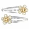 Haarspeld Klikklak 5cm - Bloem - Glitter Steentjes - Zilver - 2 Stuks