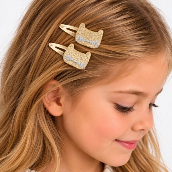 Haarspeld Klikklak 5cm - Kat - Glitter - Goud - 2 Stuks