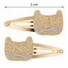 Haarspeld Klikklak 5cm - Kat - Glitter - Goud - 2 Stuks